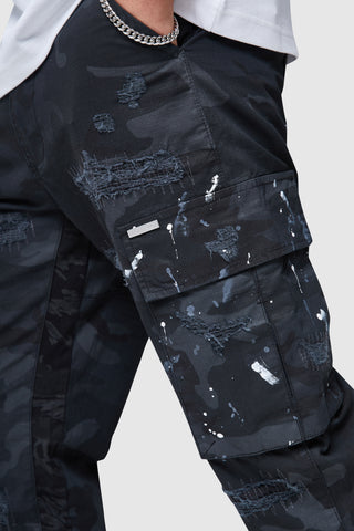 General Distress Cargo Pant - Black Camo