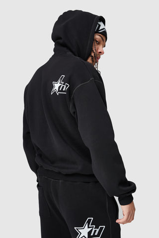 LW STAR HOOD - BLACK