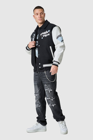 Cash Rules Varsity Jacket - Black